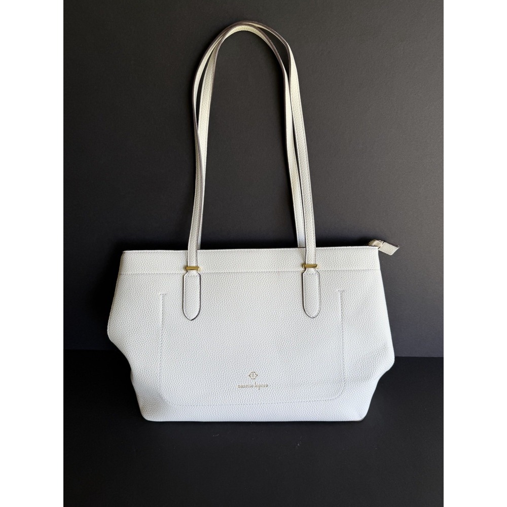Nanette Lepore White Tote Vegan Leather Hand Bag - Excellent